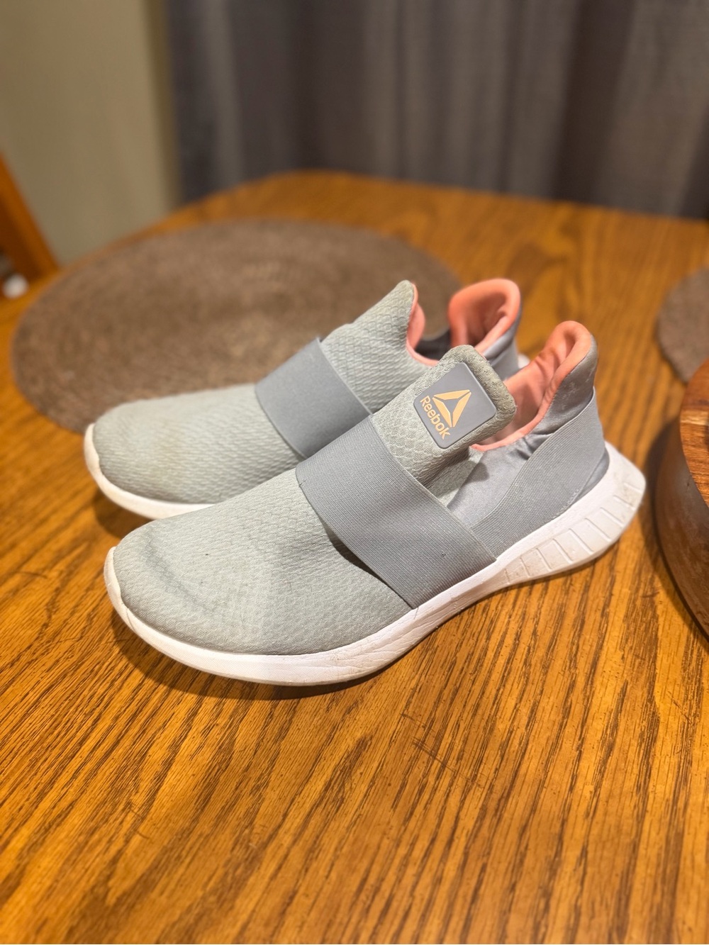 Reebok women’s  Slip-On Grey & Pink Athletic Shoes